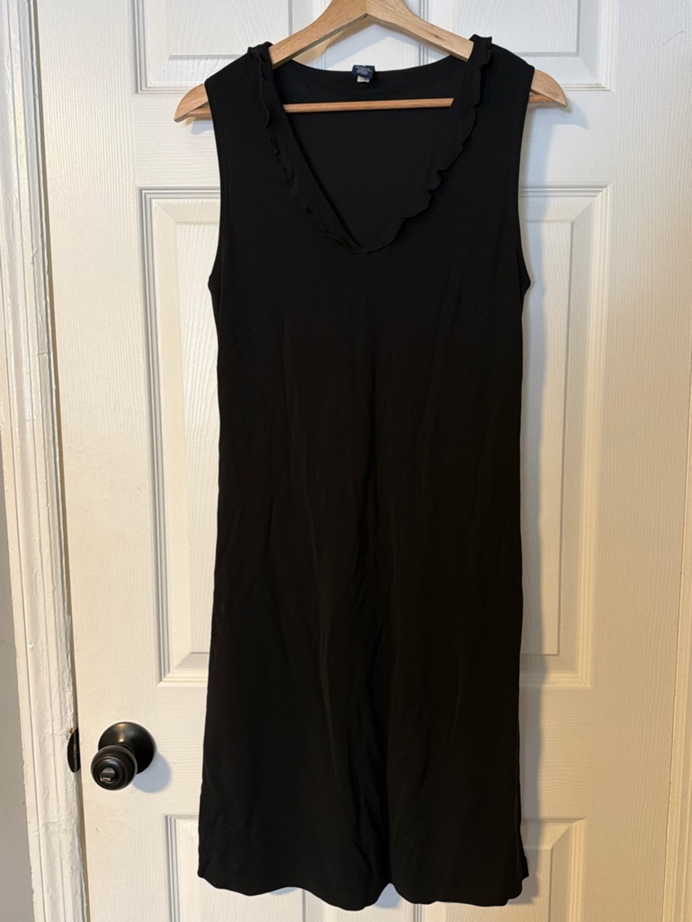 Gap Black Midi Dress V-Neck with Ruffle Trim